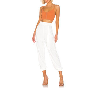Superdown White Satin Cargo Pants Joggers XL Ankle Belted Revolve Rachel $70 New